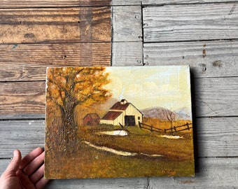 antique original oil painting | vintage original oil painting of a house signed