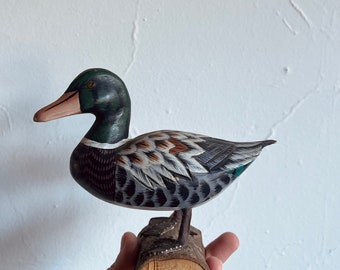 handcarved handpainted wooden duck | handmade bird figurine