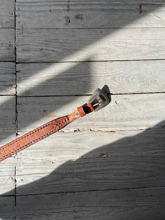 vintage tooled leather belt | vintage leather wes… - image 9