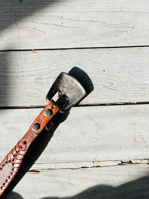 vintage tooled leather belt | vintage leather wes… - image 8