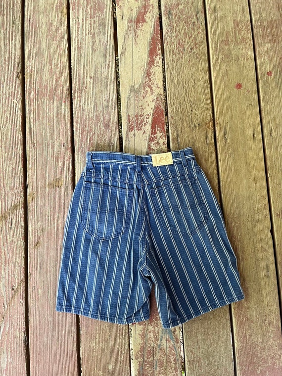 vintage lee 90s striped blue jean shorts