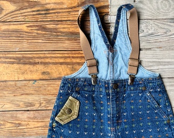 vintage toddler denim overalls 18 months | vintage oshkosh jean overalls kids | vintage children overalls with suspenders