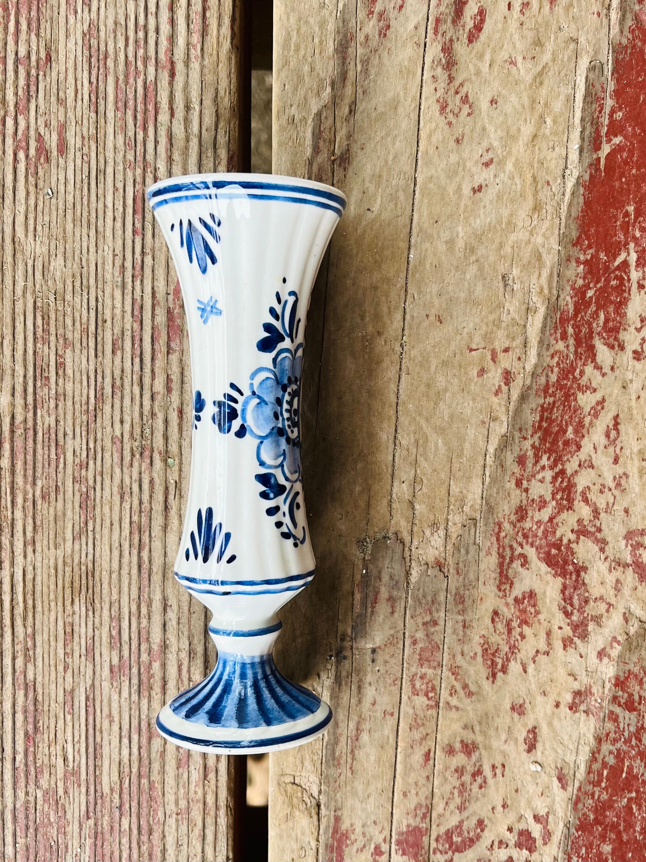 Delft Handpainted Bud Vase | Vintage Ceramic Blue White Vase - Etsy