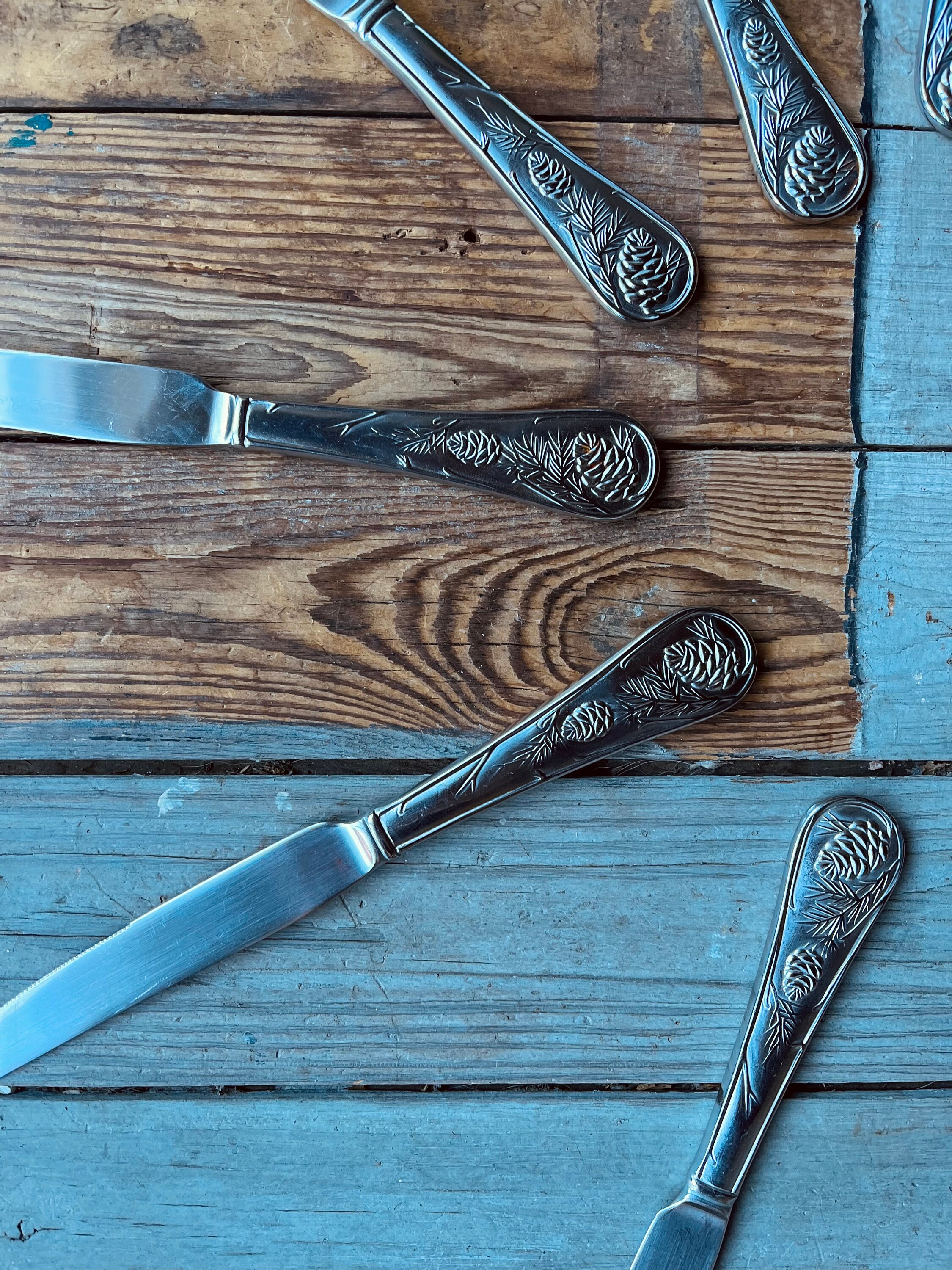 Silverware Pine Tree Pattern Cambridge Stainless Pine Cone Flatware | Vintage Stainless Steel Pine ...