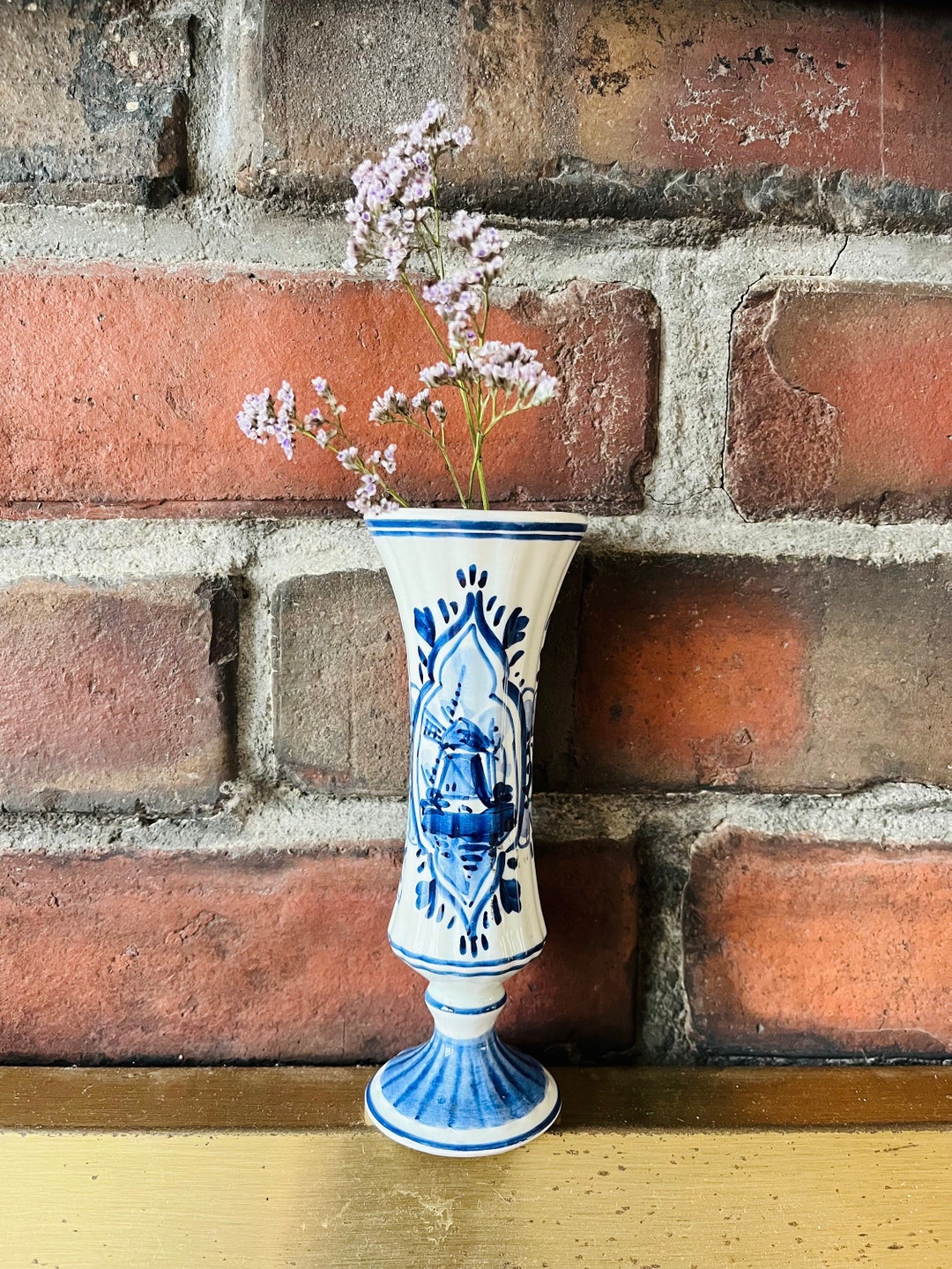Delft Handpainted Bud Vase | Vintage Ceramic Blue White Vase - Etsy