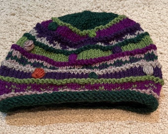 FAIRE TRADE:  Beautiful Winter Hats with stripes and babbles.  Fleece lined.