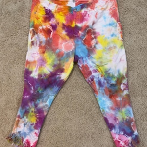 Size 16 Upcycled Tie Dyed White Jeans.