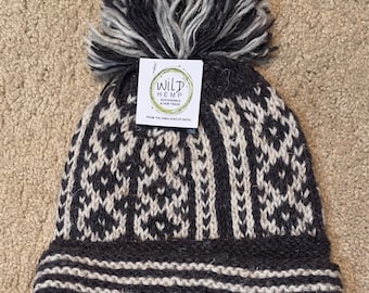 Faire Trade: Beautiful Handmade Hemp Winter Hats Lined with Fleece for Extra Warmth.