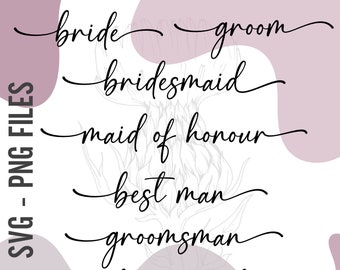 Bridal party SVG, wedding svg, wedding cutting file, wedding bundle svg, Cricut wedding, Wedding clipart, Wedding decals, Wedding stickers