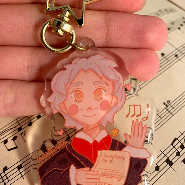 Beethoven//Acrylic Keychain 2.5in With Star Clasp//Gift For Teacher//Classical Composer//Classical Music// Music Teacher Gift//Musician Gift