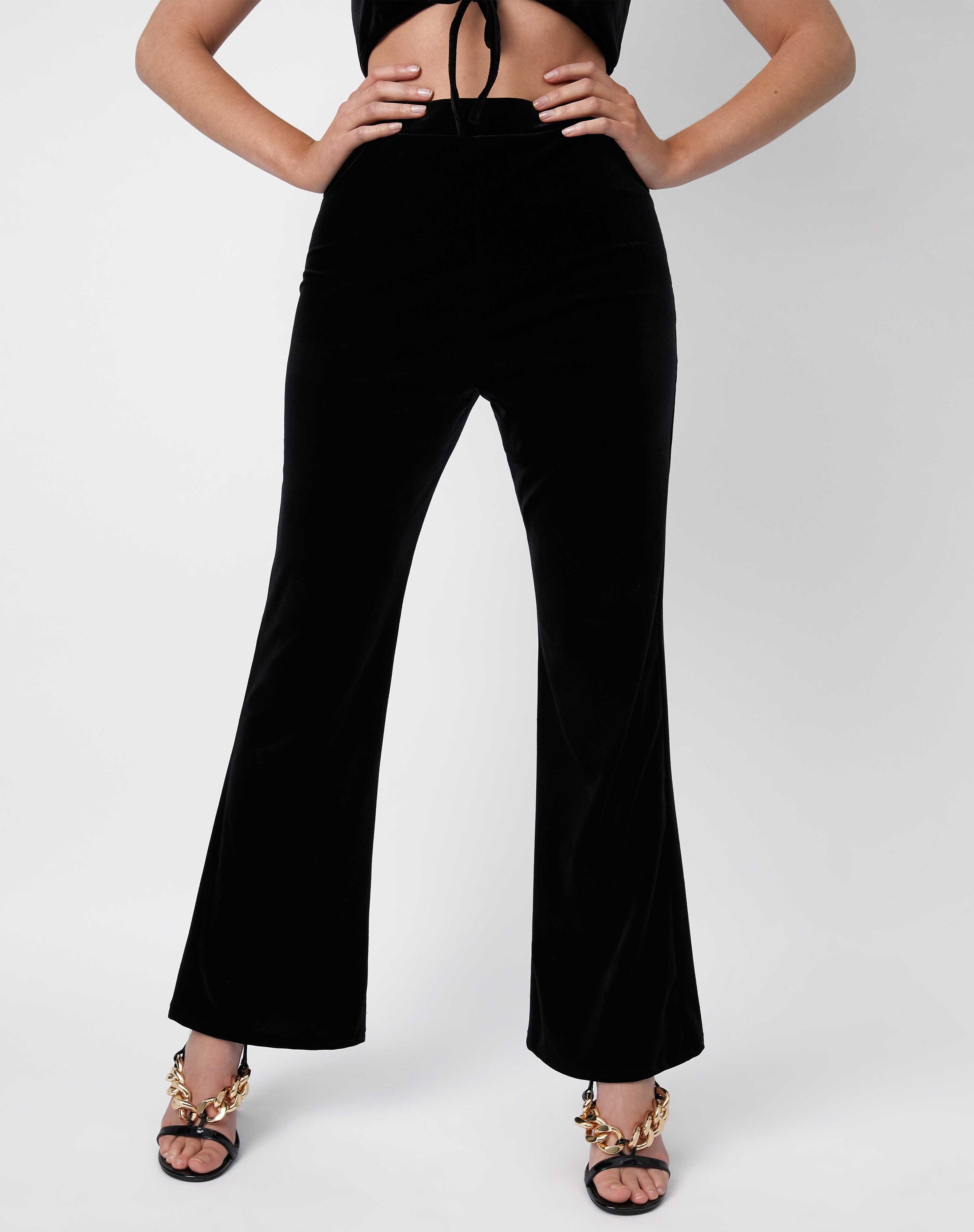 Women's Black Velvet Wide Leg Trousers Size 1218 Etsy