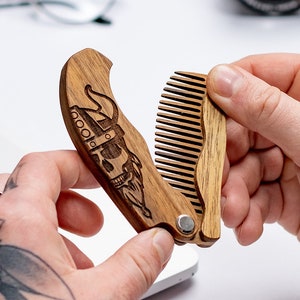 Viking beard comb wood, Custom design comb, Gifts for men, Beard care accessory, Husband birthday gifts, Groomsman gift, Beard gifts