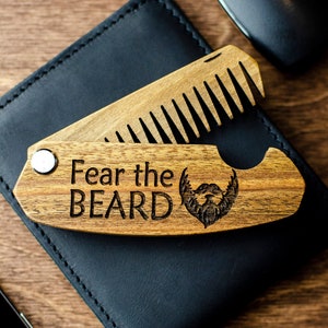 Anniversary Gift for Him, Comb for Boyfriend, Personalized Wooden Comb, Folding Comb, Custom Mustache Comb, Beard Man Comb, Engraved Comb image 4
