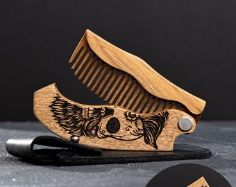 Wooden Beard Comb, Anniversary Gifts for Him, Boyfriend gift, Groomsmen gifts, Beard Care, Hair Comb for Men, Custom Beard Brush Beard Gift