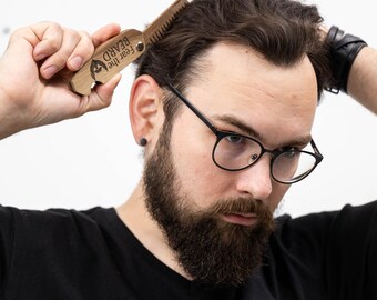 Wooden Hair Comb For Men, Engraved Folding Travel Comb, Handmade Beard Care Gift, Anniversary Gifts for Him, Custom Beard Comb For Dad