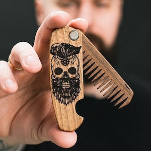 Wooden Beard Comb Pocket-sized, Beard Care Accessory - Personalized gifts for dad, Handmade gift, 5th anniversary gift for husband boyfriend