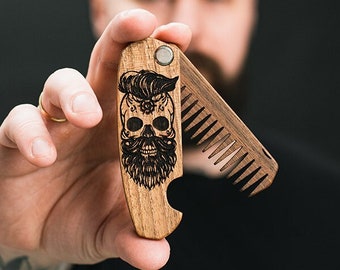 Peigne à barbe en bois, cadeau soin de la barbe, cadeaux garçons d'honneur personnalisés, anniversaire pour lui, cadeau homme personnalisé, cadeau mari, cadeau fête des pères