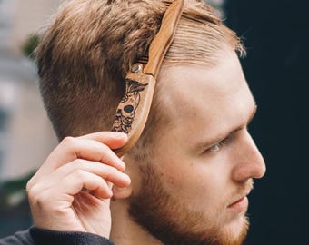 Personalized Folding Comb, Natural Wood Grooming Tool, Hair Beard Brush, Birthday Gift for Him