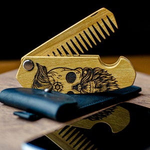 Anniversary Gift for Him, Comb for Boyfriend, Personalized Wooden Comb, Folding Comb, Custom Mustache Comb, Beard Man Comb, Engraved Comb image 8