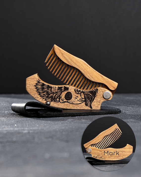 Wooden Beard Comb, Anniversary Gifts for Him, Boyfriend gift, Groomsmen gifts, Beard Care, Hair Comb for Men, Custom Beard Brush Beard Gift