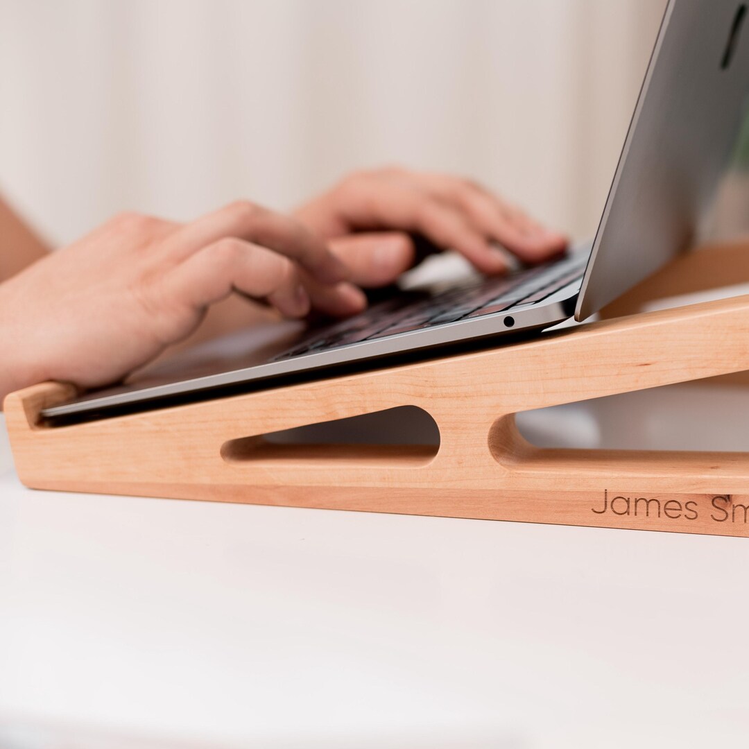 Wooden Laptop Riser for Desk, Wood Laptop Stand, MacBook Stand, Laptop ...