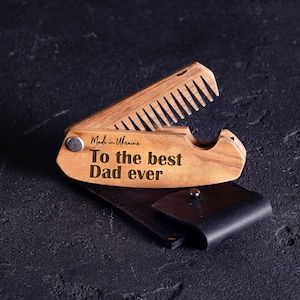 Anniversary Gift for Him, Comb for Boyfriend, Personalized Wooden Comb, Folding Comb, Custom Mustache Comb, Beard Man Comb, Engraved Comb image 6