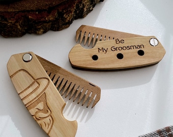 Wooden Beard Comb, Personalized Gift for Husband, Gifts for Bearded Men, Engraved Beard Comb, Custom Wooden Comb, Beard Mens Gift