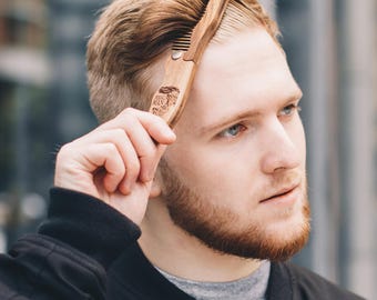 Custom Engraved Hair Comb, Wooden Foldable Beard Comb, Groomsman Gifts for Men