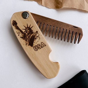 Personalisiertes Geschenk für Ihn, USA Kamm, USA Karte, Benutzerdefinierte Holzkamm, Geschenk für Ihn, Holzgeschenke für ihn, LKW-Zubehör, Reisekamm