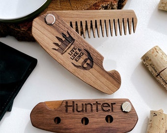 Cadeau 5e anniversaire de mariage pour mari, cadeau d'anniversaire, peigne en bois personnalisé, idée cadeau garçons d'honneur, cadeau homme barbu, peigne à moustache