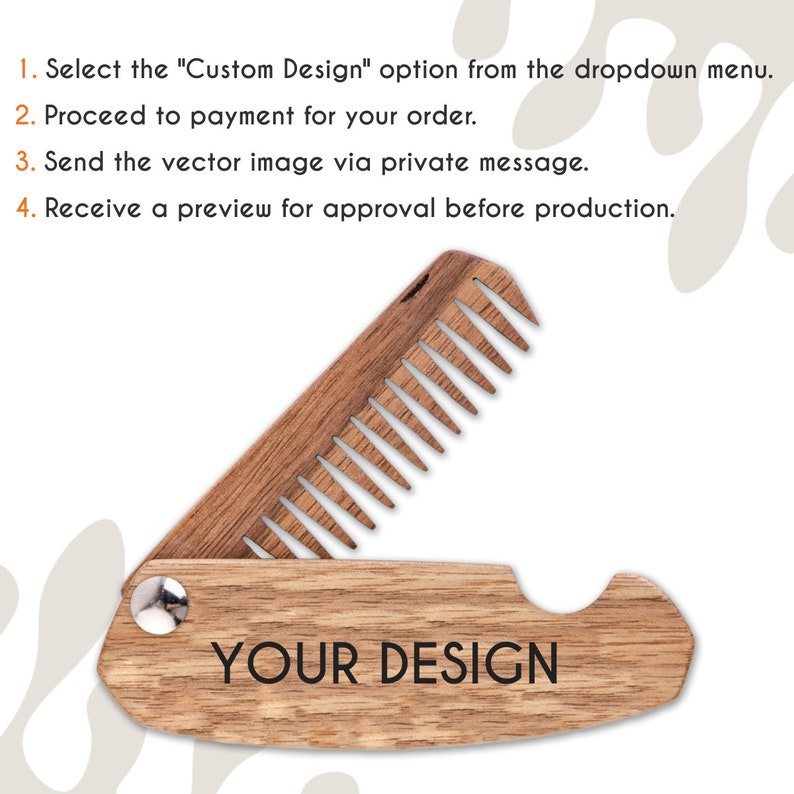 Anniversary Gift for Him, Comb for Boyfriend, Personalized Wooden Comb, Folding Comb, Custom Mustache Comb, Beard Man Comb, Engraved Comb image 7