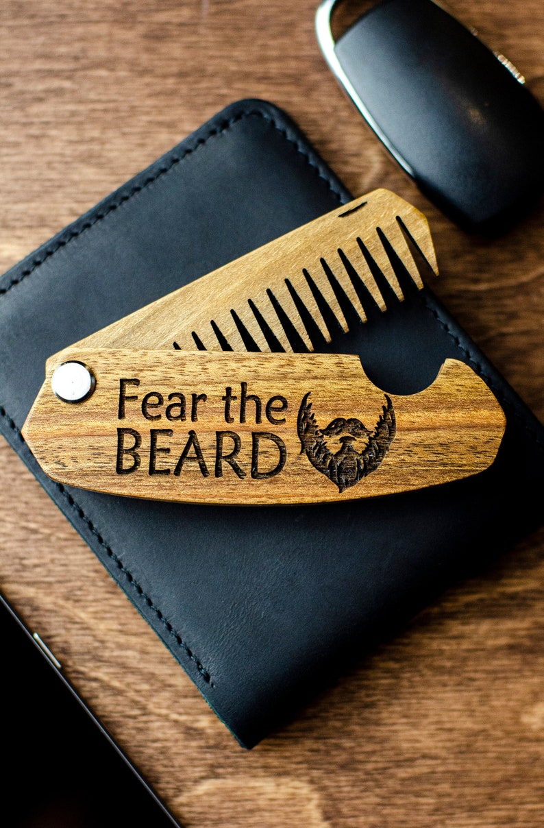 Anniversary Gift for Him, Comb for Boyfriend, Personalized Wooden Comb, Folding Comb, Custom Mustache Comb, Beard Man Comb, Engraved Comb image 4