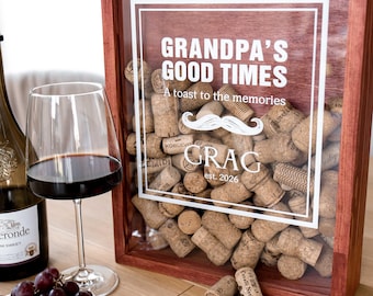 Custom Cork Box, Wine Cork Holder, Beer Cap Display Box, Home Bar Wall Decor, Father Birthday Gift, Funny Gift for Grandpa