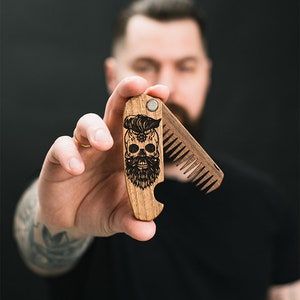 Anniversary Gift for Him, Comb for Boyfriend, Personalized Wooden Comb, Folding Comb, Custom Mustache Comb, Beard Man Comb, Engraved Comb image 10