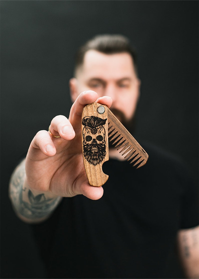 Anniversary Gift for Him, Comb for Boyfriend, Personalized Wooden Comb, Folding Comb, Custom Mustache Comb, Beard Man Comb, Engraved Comb image 10