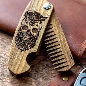 Personalized Gift for Him, Custom Beard Comb, Beard Care, Personalised Gift for Boyfriend, 5th Anniversary Gifts for Him, Father's Day Gift