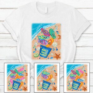 Nana&#39;s Beach Buddies Summer Flip Flop Personalized T-shirt Perfect Gift for Mom, Grandmas Beach Custom Kids Shirt Gifts for Summer Christmas