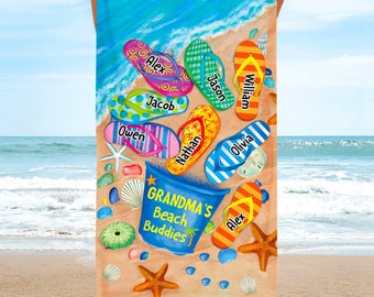 Nana's/Mom's Beach Buddies Summer Flip Flop Personalized Pillow