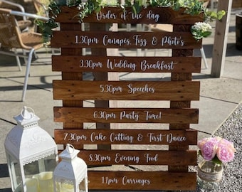 Full  order of the day 19.99 stickers 9 lines |Wedding timeline viny|wording for wooden pallet/mirror,diywedding sign pallet sign