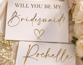Will you be my Bridesmaid sticker/flower gir/Maid of honour/Bestman/groomsman plus name. Proposal Vinyl sticker *Free name decal*