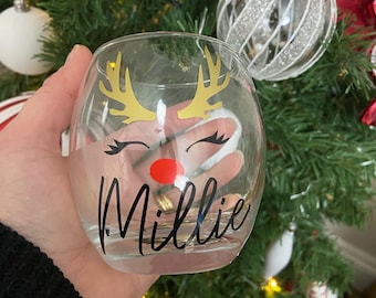 Christmas reindeer glass  sticker,Personalised Christmas glass vinyl labels