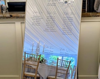 Wedding Mirror seating  chart WITH FREE HEADING / Wedding Table Plan/ Wedding signs/ Wedding vinyl sticker/ Table Plan Decal/