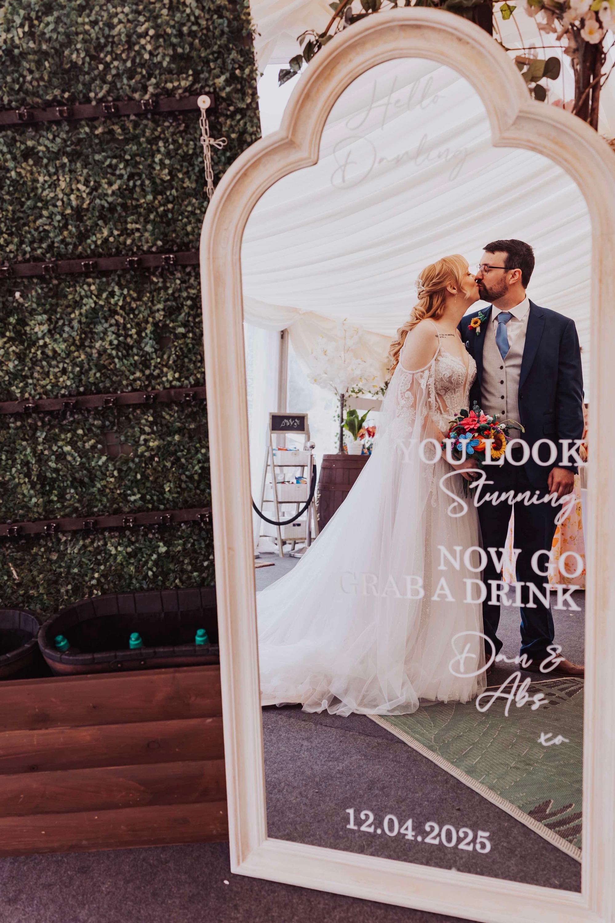 Selfie Wedding Mirror Sticker - Personalised Names, Selfie Mirror