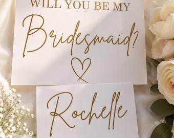 Will you be my Bridesmaid sticker/flower gir/Maid of honour/Bestman/groomsman plus name. Proposal Vinyl sticker *Free name decal*
