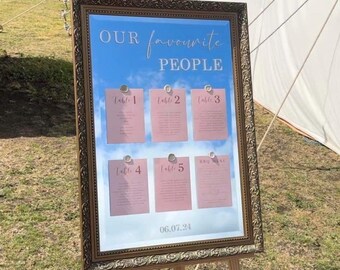 Seating plan heading, Our favourite  people, Table plan, Be our guest, Find your seat, Your seat awaits/ Free name and date