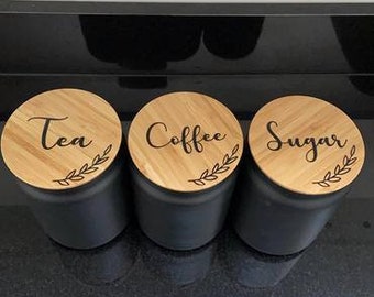 Tea coffee and sugar (set)labels with free wreath, pantry labels, Mrs Hinch, kitchen labels, kitchen stickers