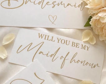 Will you be my Bridesmaid sticker/flower gir/Maid of honour/Bestman/groomsman plus name. Proposal Vinyl sticker *Free name decal*