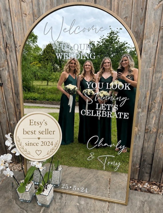 Selfie wedding Mirror Sticker - Personalised Names, Selfie Mirror, Guest Photos/Pictures, Vinyl Sticker for DIY Wedding Sign,birthday,hen do