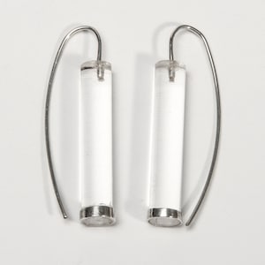 Acrylic Rod and Silver Caps Hoop Earrings