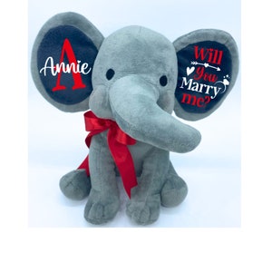 Personalized Will You Marry Me Proposal,Marry Me Proposal Gift, Stuffed Animal Engagement, Marry Me Proposal Idea, Custom Elephant Proposal